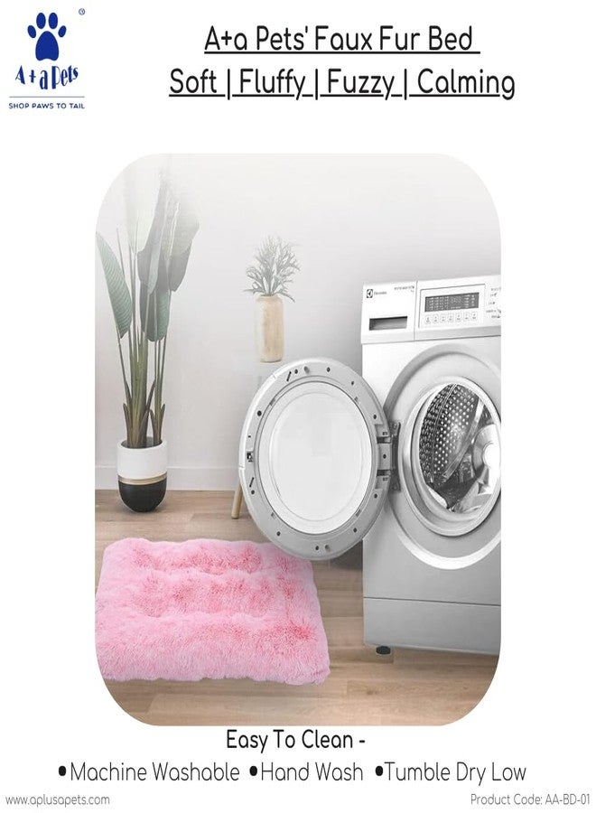 A+a Pets سرير فاخر مريح من الفرو الصناعي للكلاب والقطط من A+a Pets | ناعم كالحرير، رقيق، وهادئ | مثالي لرحلات السيارة، والقفص، والاستخدام المنزلي (متوسط، وردي) - Image 5